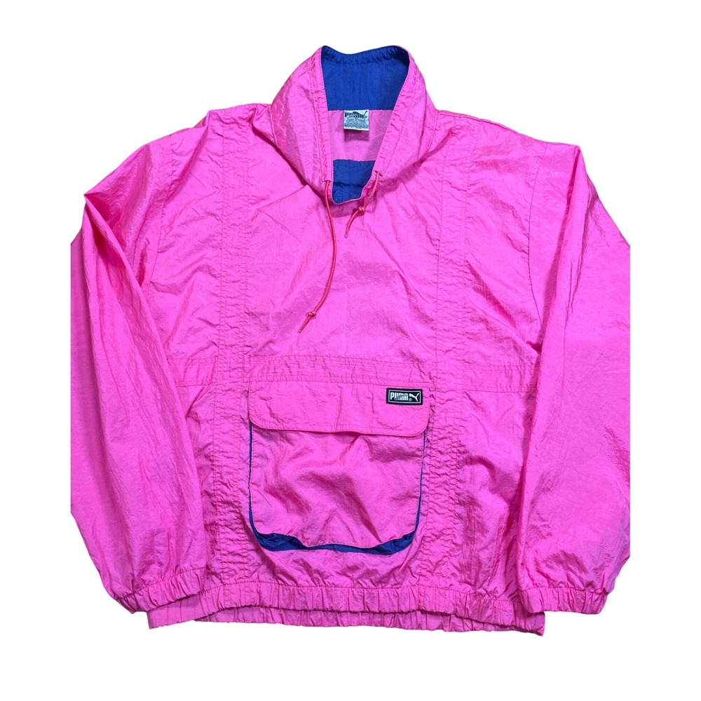 Vintage‎ Puma Pink Pullover Anorak Windbreaker Jacket Tracksuit Women's